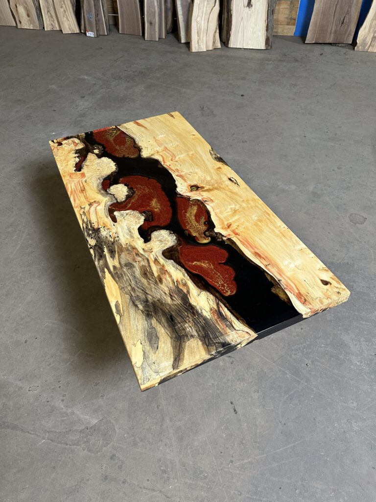 Live Edge Coffee Table - Cooling Lava | Anglewood Above View