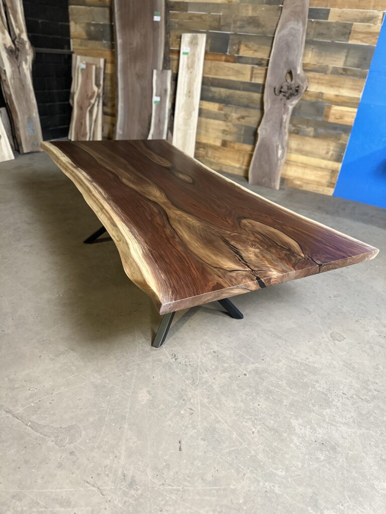Live Edge Walnut Dining Table – Book Match Glue Up | Anglewood - Overview