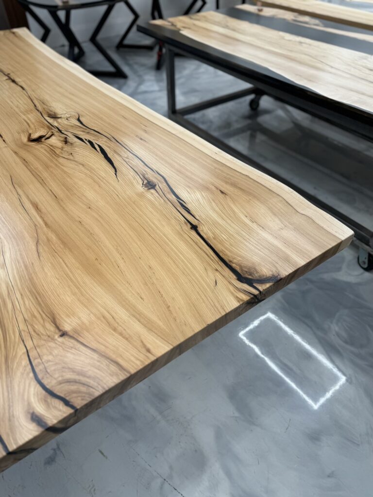 Live Edge Table - Hickory All Wood - wood lines