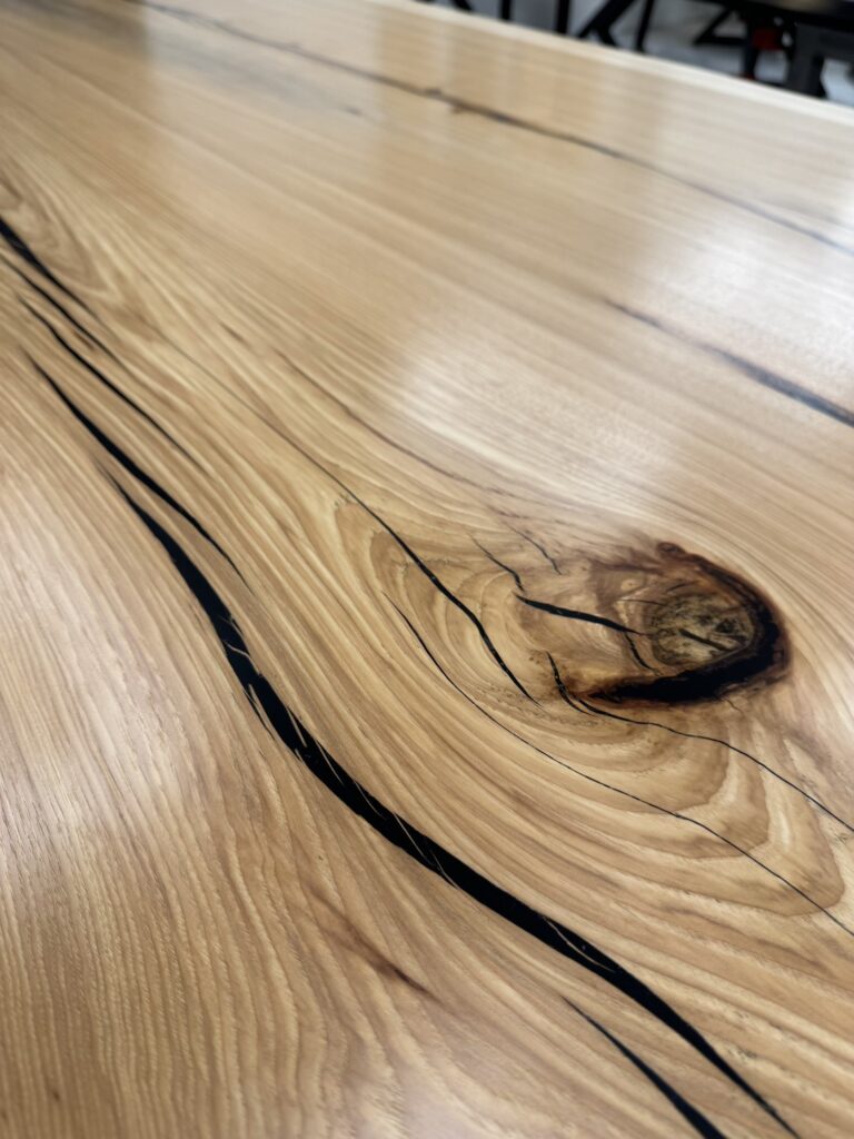Live Edge Table - Hickory All Wood - beautiful natural wood knot