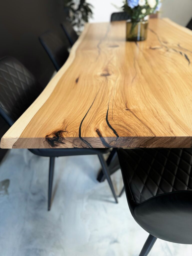 Dining Room Live Edge Table - Hickory All Wood - rich and natural wood