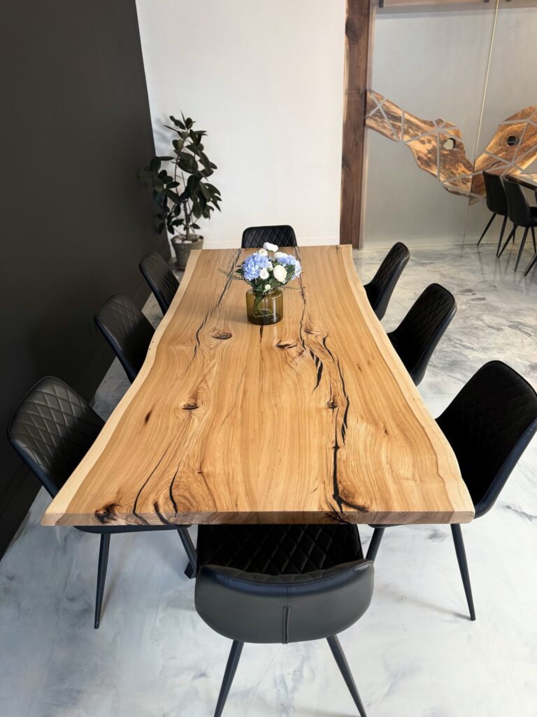 Dining Room Live Edge Table - Hickory All Wood - perfect center piece table 
