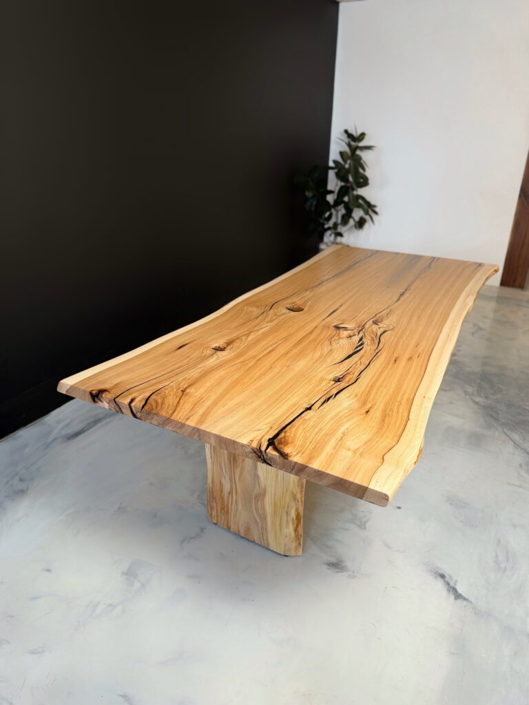 Dining Room Live Edge Table - Hickory All Wood - overview all wood