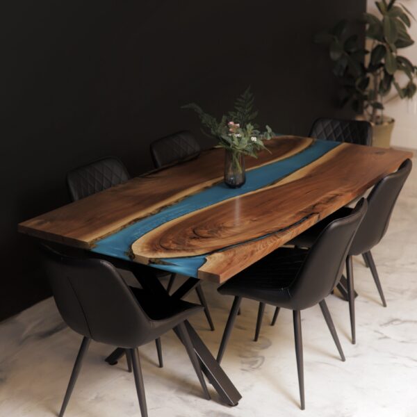 Live Edge Dining Table Canada - Coral Teal Epoxy