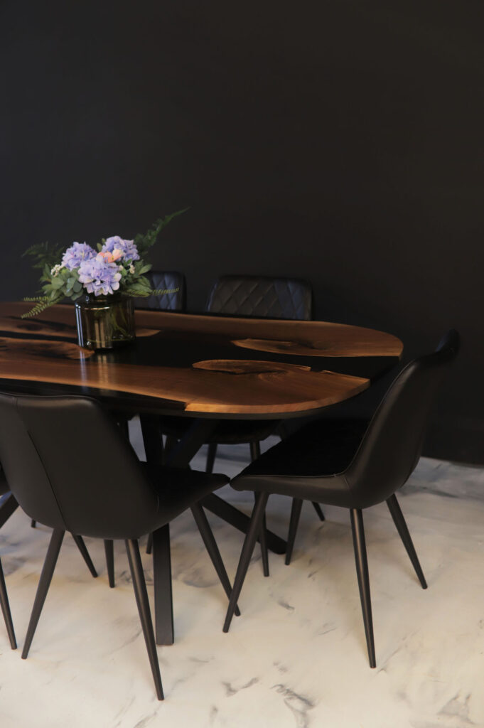 Oval Dining Table Canada - Black Tinted Epoxy - side view