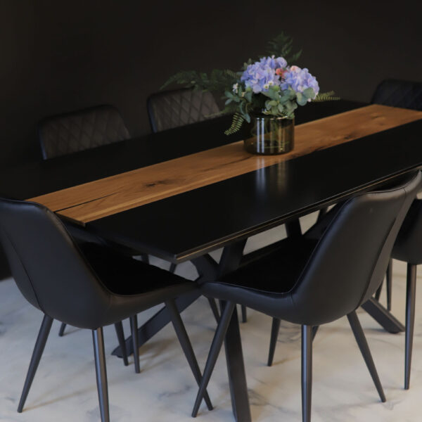 Dining Table Unique - Walnut & Black Epoxy