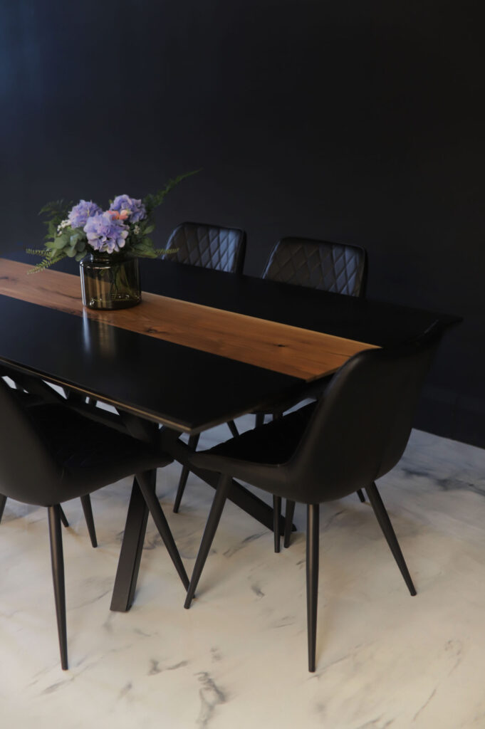 Dining Table Unique - Walnut & Black Epoxy - perfect in any room
