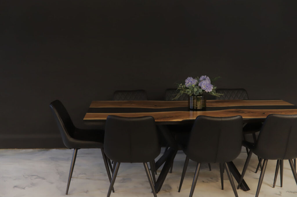 Walnut Table  – Black & Grey Clear Epoxy - classy and discreet style