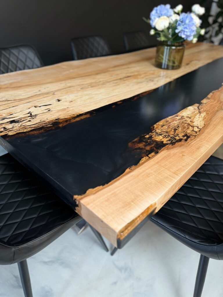 Color Contrast - Maple Table Dining Room - mix ocrner of wood and epoxy