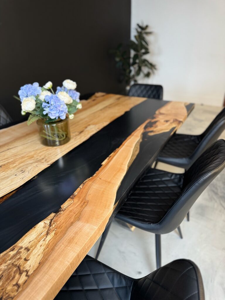Color Contrast - Maple Table Dining Room - large epoxy section