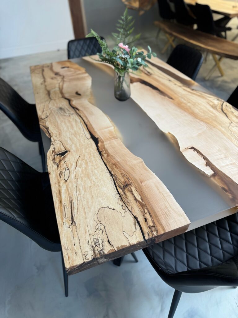 Maple Dining Table Canada - Grey Matt Epoxy - beautiful sight for home or office