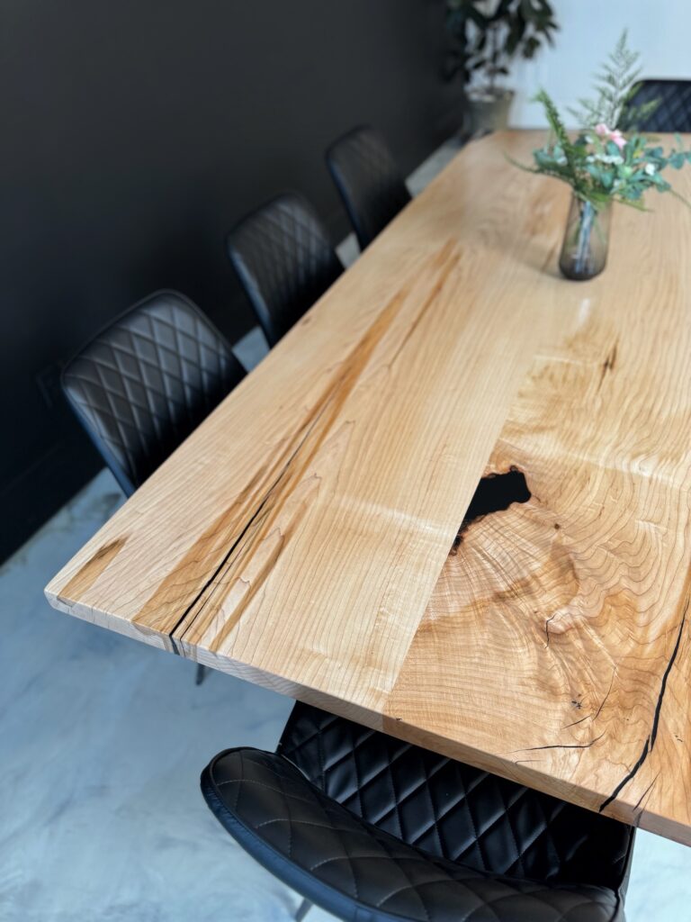 Maple Dining Room Table - All Wood - brighter tones corner