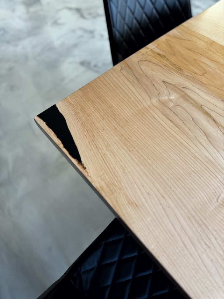 Maple Dining Room Table - All Wood - darker wood corner