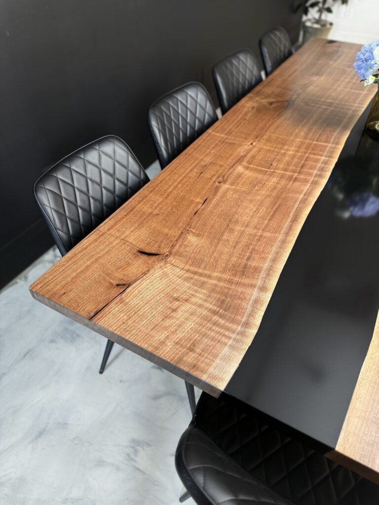 Dining Table Walnut & Black Epoxy - perfect mix of natural wood & sophisticated epoxy
