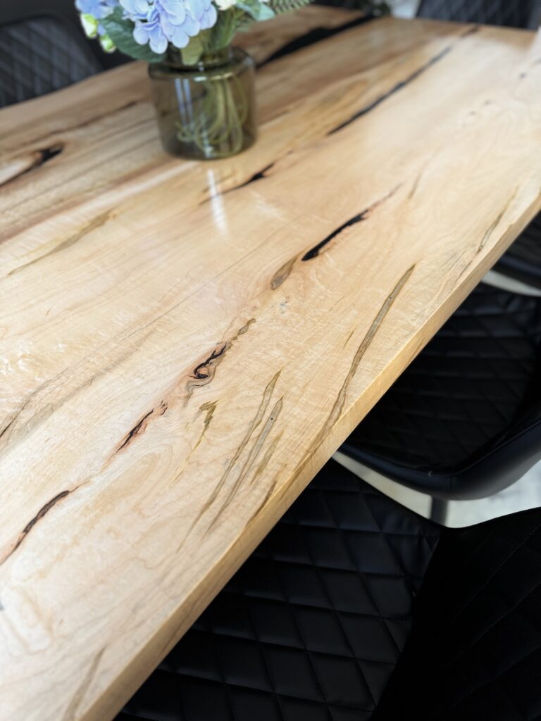 Solid Maple Dining Room Table - Black Epoxy - natural design