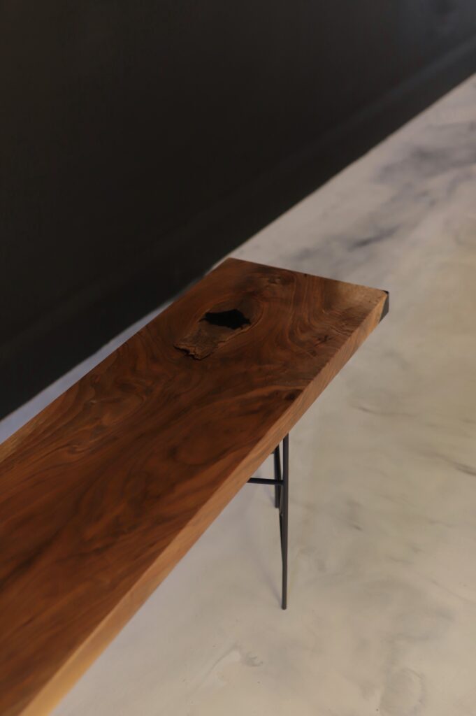 Black Walnut Bench - All Wood - Classy & Sturdy - Natural wood curves