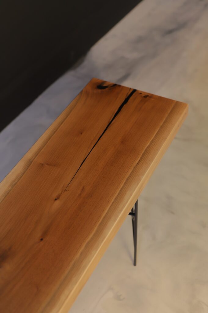 Rustic Wood Bench - Black Walnut - natural wood lines