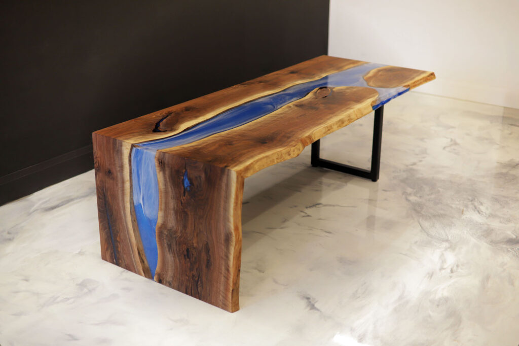 Office Live Edge Table With A River Leg