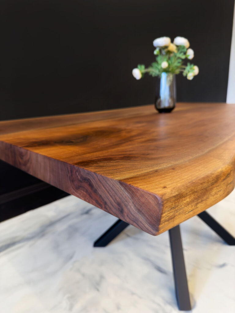 Dining Room Table Live Edge - Walnut & Osmo Finish - thick and sturdy